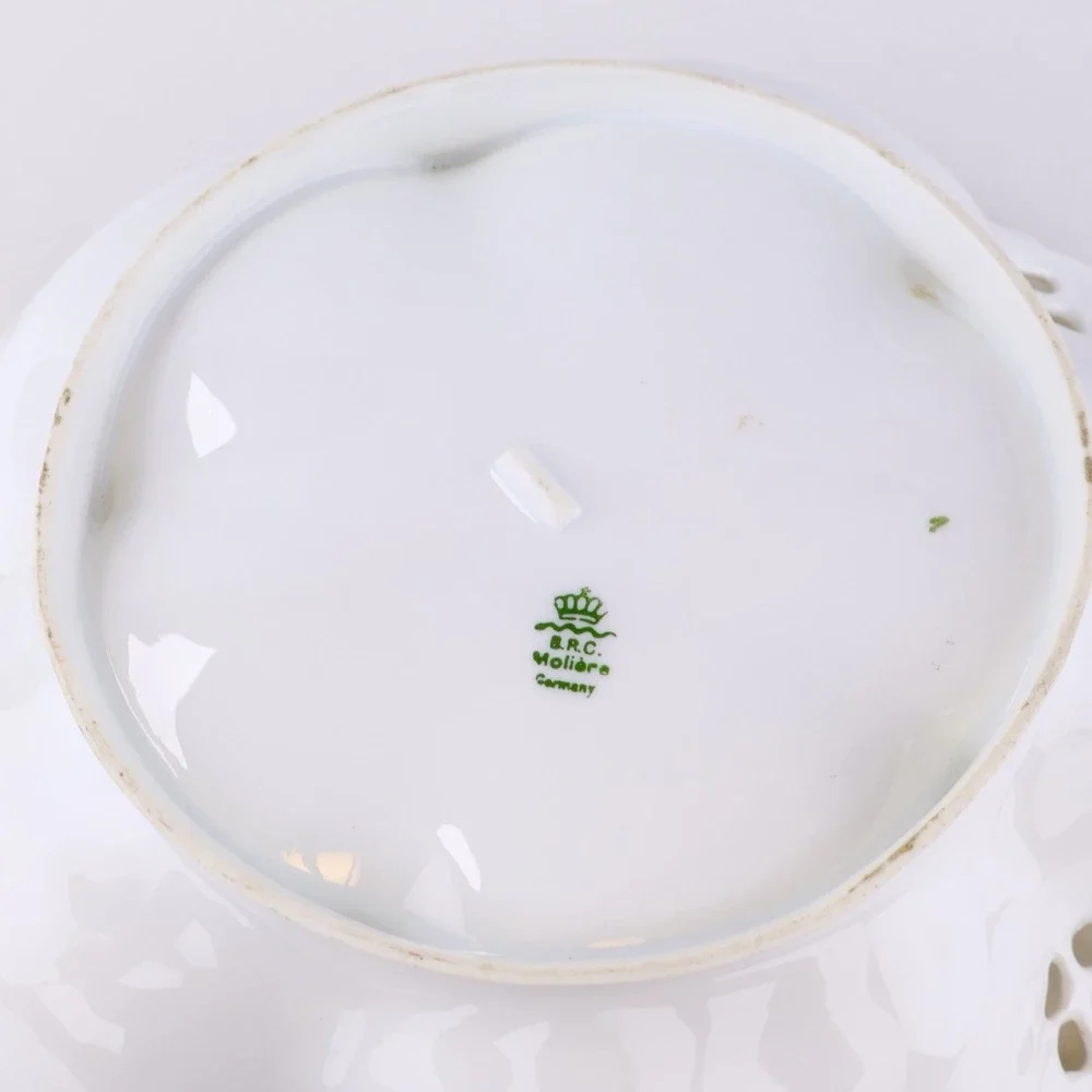 Vintage BRC Moliere Germany Reticulated Floral Porcelain Centerpiece Bowl 10
